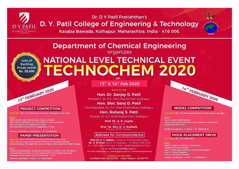 TECHNOCHEM 2020 – National Level Technical Event